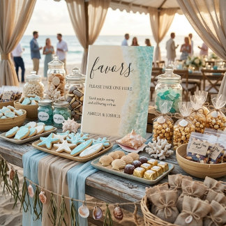Expositor En L Recuerdos de boda de verano azul océano playa aren