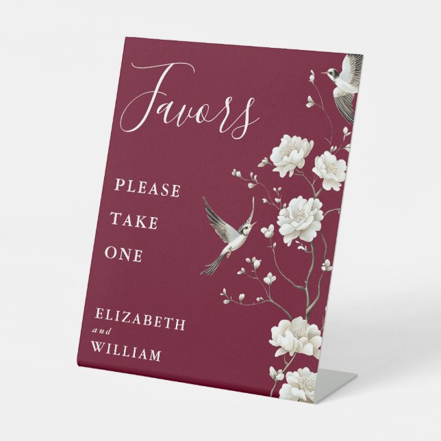 Expositor En L Recuerdos de boda florales de chinoiserie de Borgo (Anverso)