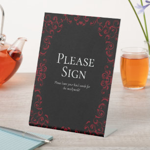 Expositor En L Red & Black Swirl Gothic Boda