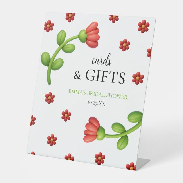 Expositor En L Red Flower Cards & Gifts – Bridal Shower (Anverso)