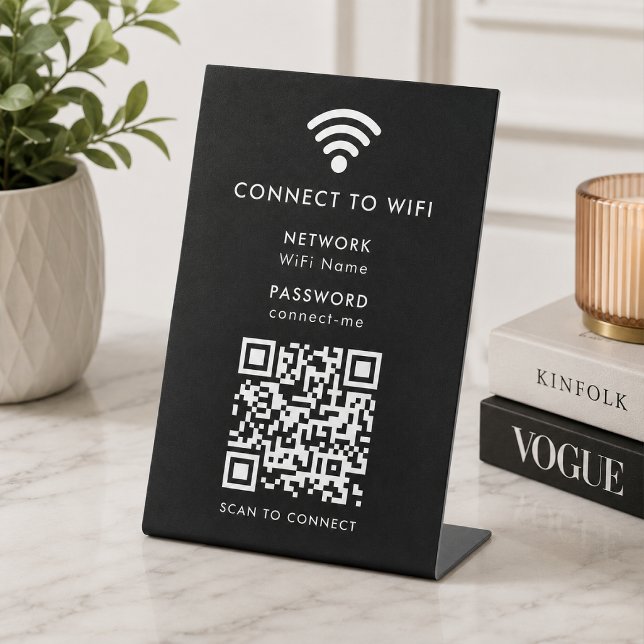Expositor En L Red inalámbrica QR Análisis de código para conecta (Wi-Fi tabletop pedestal signs with interactive QR code, connecting guests seamlessly to your WiFi.)