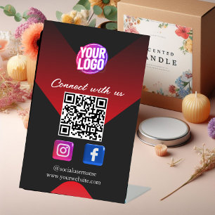 Expositor En L Red Media QR Code Red Black Business Card