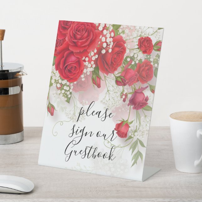 Expositor En L Red Roses & Babys Breath Elegant Floral Wedding  (In Situ)