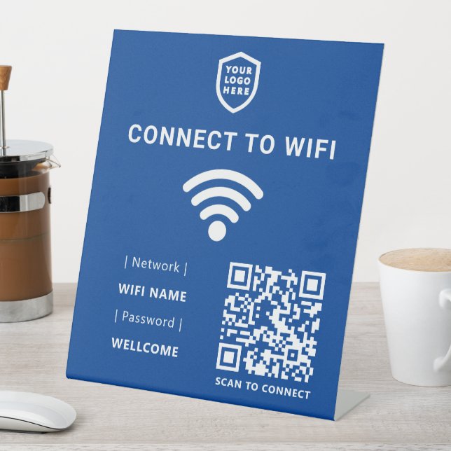 Expositor En L Red Wi-Fi | Escaneo de código QR azul a conectar (In Situ)
