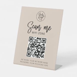 Expositor En L Red Wifi Código QR Escaneo Rubor Pink Business