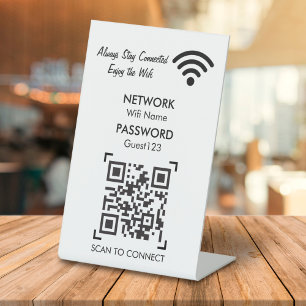 Expositor En L Red Wifi Con Código QR Personalizado Texto Para Lo