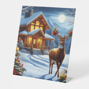 Expositor En L Refugio de ciervos de Navidad/Invierno