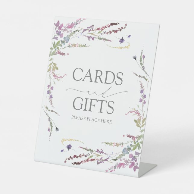 Expositor En L Regalo Boda de caligrafía de flor violeta (Anverso)