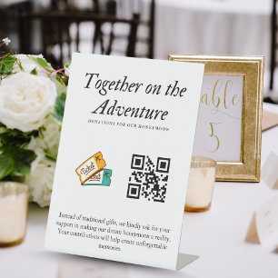 Expositor En L Regalo de código Qr del boda Registry Honeymoon Fu