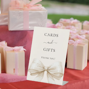 Expositor En L Regalo de tarjetas de marfil con lazo
