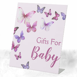 Expositor En L Regalos de Baby Shower de mariposa rosa y morada