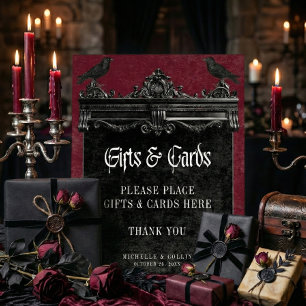 Expositor En L Regalos de boda de Burgundy Rosas y Cuervo Negro G