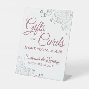 Expositor En L Regalos de boda y tarjetas de Rosa de plata y polv