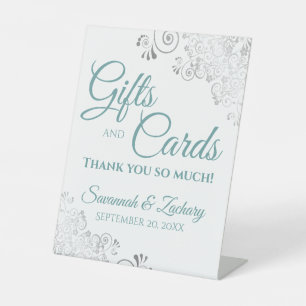 Expositor En L Regalos de bodas y tarjetas Fragmentos plateados V