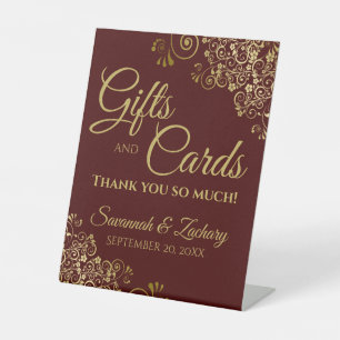 Expositor En L Regalos de bodas y tarjetas Gracias Auburn & Gold