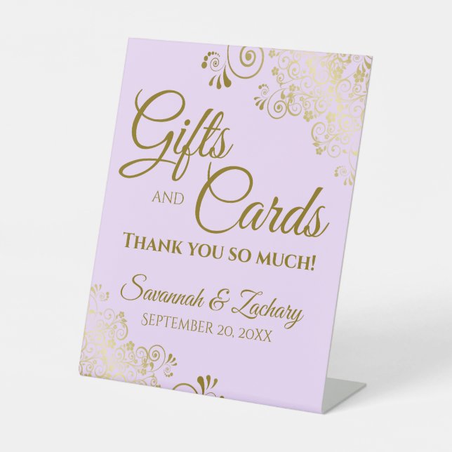 Expositor En L Regalos de bodas y tarjetas gracias Lilac Purple G (Anverso)