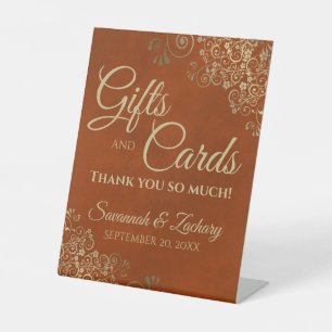 Expositor En L Regalos de bodas y tarjetas Gracias Naranja de óxi