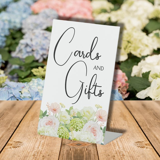 Expositor En L Regalos de Despedida de Soltera con Acuarela Flora (Cards & Gifts Watercolor Floral Bridal Shower Pedestal Sign)