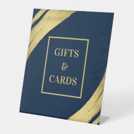 Expositor En L Regalos de oro de la Marina Sleek y Rótulo Pedesta