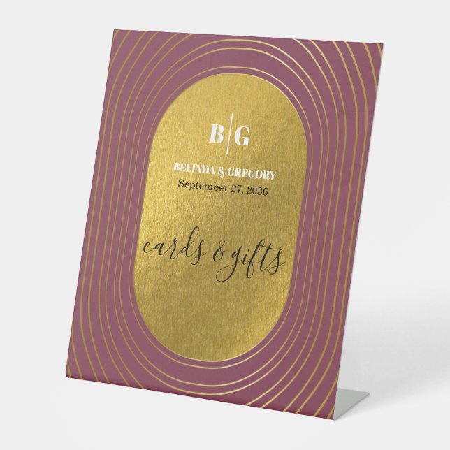 Expositor En L Regalos de Rosa de tarjetas de boda de Arco Modern (Anverso)