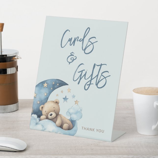 Expositor En L Regalos de tarjetas de Baby Shower Blue Teddy Bear (In Situ)
