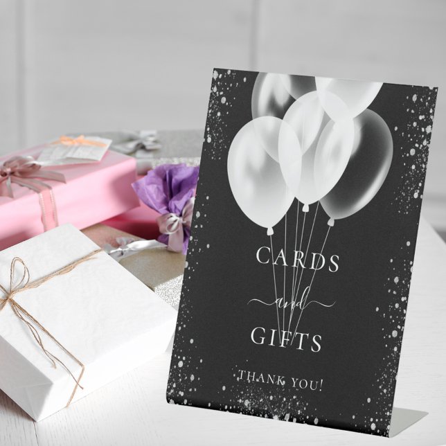 Expositor En L Regalos de tarjetas de globos de brillo de plata n (Subido por el creador)