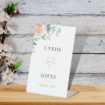 Expositor En L Regalos de tarjetas verdes de eucalipto floral ros<br><div class="desc">Fondo blanco. Decorada con rosa rubor,  floral de oro rosa,  hojas de eucalipto de color verde acuático,  brotes,  vegetación,  falsas hojas de oro. Con el texto: Tarjeta y Regalos. Gracias! Letras negras y doradas.</div>