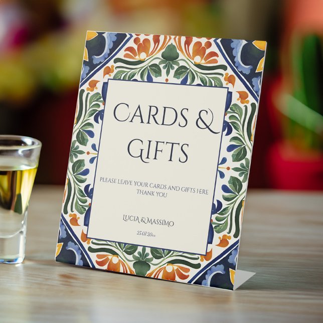 Expositor En L Regalos nupciales mexicanos de la época Talavera (Talavera vintage Mexican Spanish Mediterranean wedding gifts Pedestal Sign wedding reception decor)