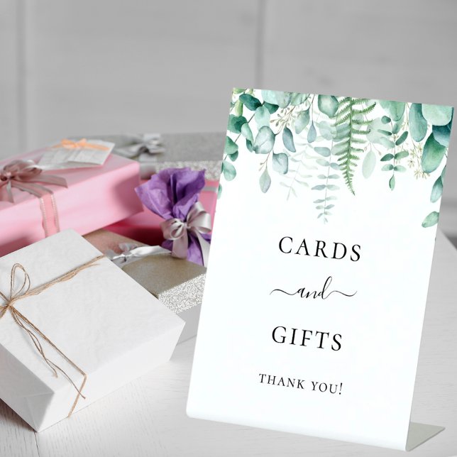 Expositor En L Regalos tarjetas de eucalipto verde bosque helecho (Subido por el creador)