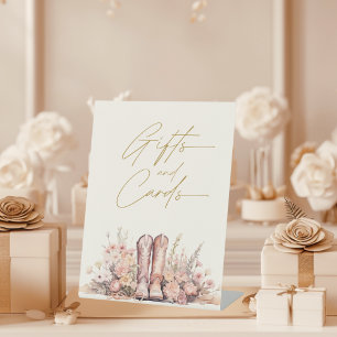 Expositor En L Regalos y Tarjetas Botas Floral Vaquera Despedida