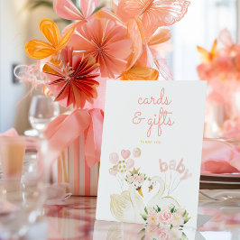 Expositor En L Regalos y tarjetas de Baby Shower rosados para cis