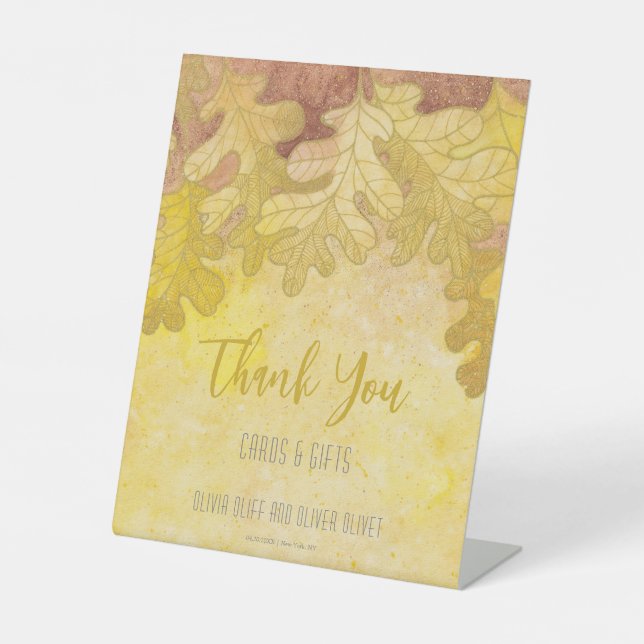 Expositor En L Regalos y tarjetas de bodas de roble de otoño (Anverso)