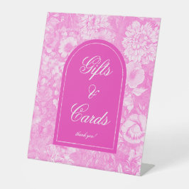 Expositor En L Regalos y tarjetas de ducha de novias rosa y flora