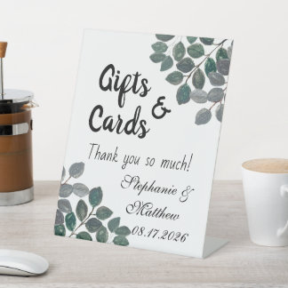 Expositor En L Regalos y tarjetas de Eucalyptus Greenery