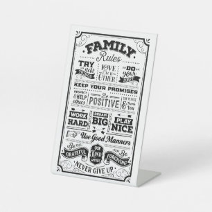 Expositor En L Reglas familiares en blanco y negro