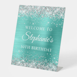 Expositor En L Relieve metalizado Turquesa Purpurina Plata 50 cum