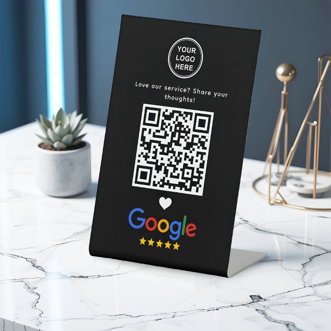 Expositor En L Reseña de Google con código QR moderno elegante ne (Subido por el creador)