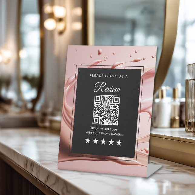 Expositor En L Reseñas de código Qr Pink Blush Salon (Qr Code Reviews Pink Blush Salon Pedestal Sign
)
