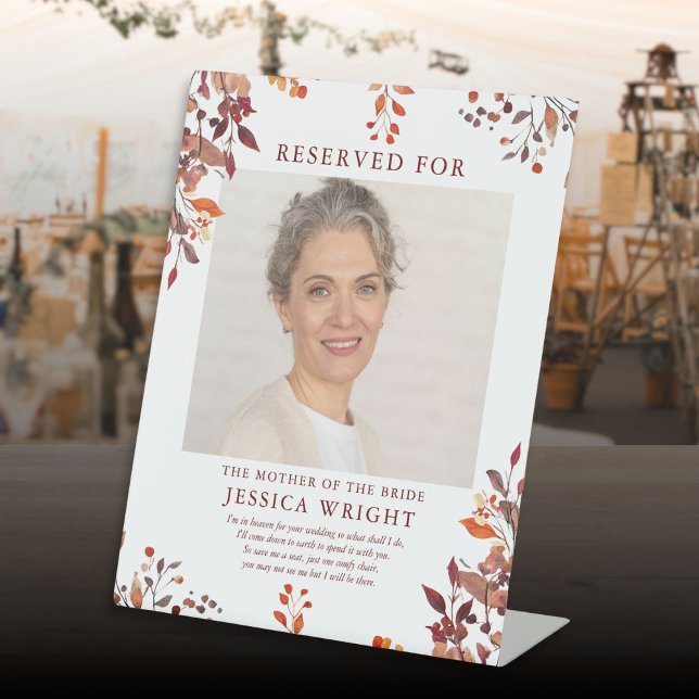 Expositor En L Reserva un Asiento Foto Boda (Reserved Save A Seat Photo Wedding Pedestal Sign)