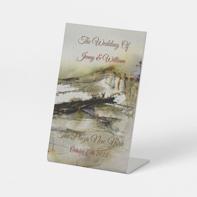 Expositor En L Resumen moderno Boda de acuarela otoño (Anverso)