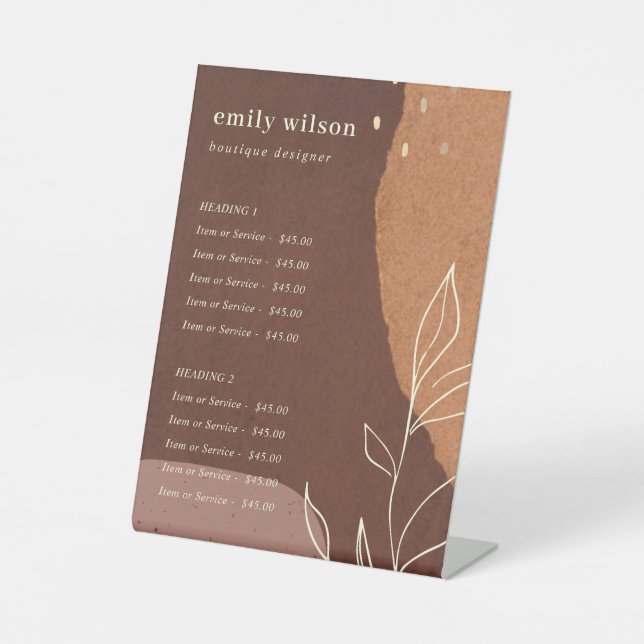 Expositor En L Resumen Naranja de óxido Leafy Foliage Precio de S (Anverso)