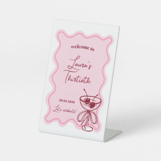 Expositor En L Retro Cherry Cocktail Birthday Welcome Sign
