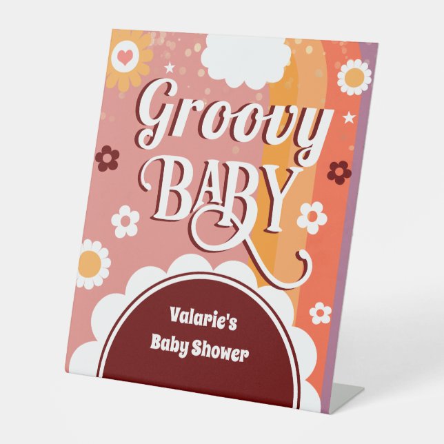 Expositor En L Retro Groovy Baby Shower (Anverso)