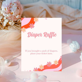 Expositor En L Retro Groovy Daisy baby ducha rifa de pañales