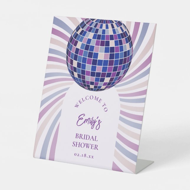 Expositor En L Retro Groovy Disco Bridal Shower Welcome (Anverso)