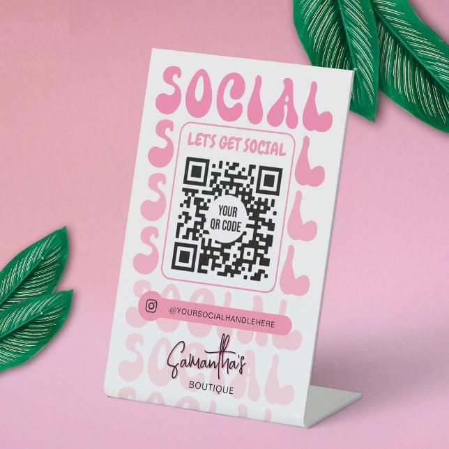 Expositor En L Retro Pink Modern Logo Social Media QR Code (Subido por el creador)