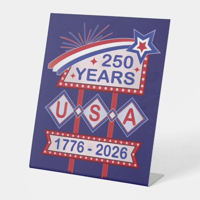 Expositor En L Retro USA 250th Anniversary Marquee Sign 1776-2026 (Anverso)