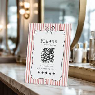 Expositor En L Revisión de código QR de lazo vintage rojo coral c