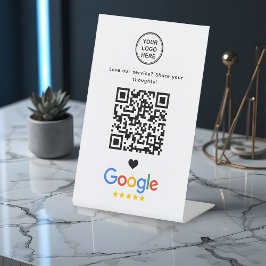 Expositor En L Revisión de Google con código QR Minimalista moder