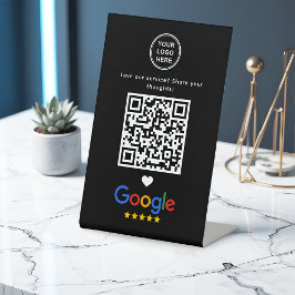 Expositor En L Revisión de Google con el código QR negro brillant